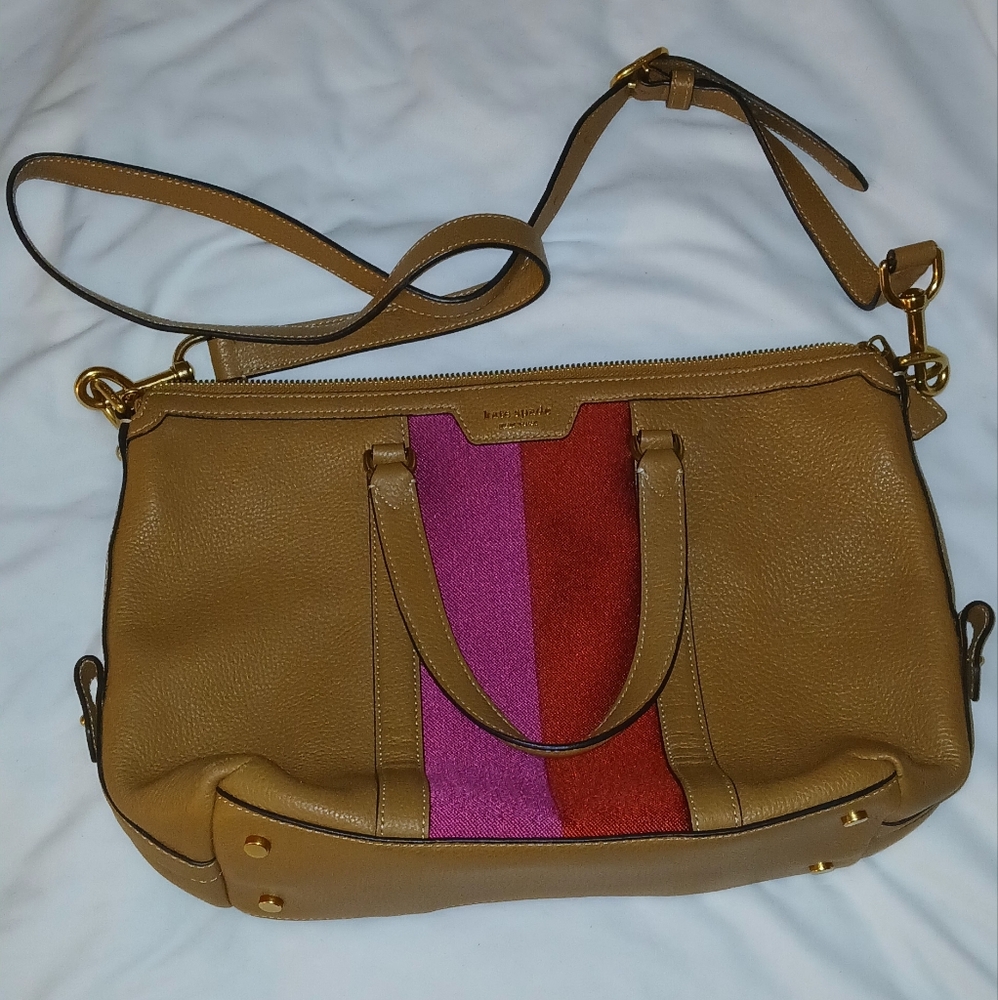 Kate Spade Tan Red and Pink Shoulder Bag